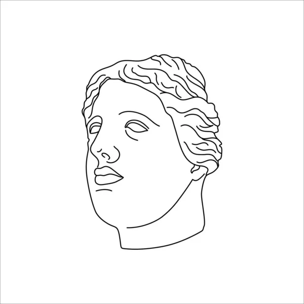 Antike Statue Head in einem Minimal Trendy Style. Vektor-Illustration des griechischen Gottes für Prints auf T-Shirts, Postern — Stockvektor