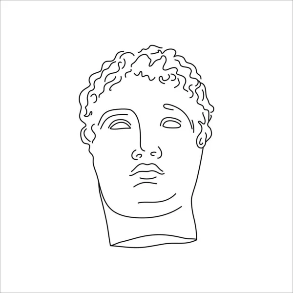 古董雕塑在最小的衬里流行风格。希腊神印在T恤衫、海报上的矢量图解 — 图库矢量图片