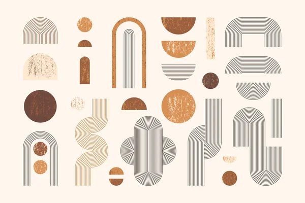 Çizgi ve Şeritlerle Soyut Geometrik Şekiller. Web Tasarımı, Bayrak, Poster ve Kapak İçin Vektör Elementleri