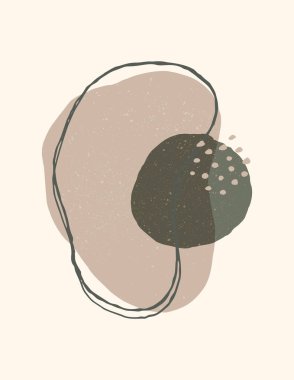 Moda Minimalist Tarzı ile Soyut Sanat Arkaplanı. Farklı şekillerden Vektör El Çizimi