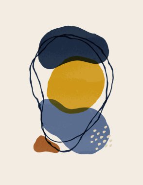 Moda Minimalist Tarzı ile Soyut Sanat Arkaplanı. Organik Kılıçlardan Vektör El Çizimi