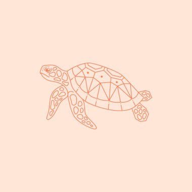 Moda Minimum Lineer Tarzı ile Deniz Kaplumbağası Logosu. Web sitesi, T-Shirt Yazdırma, Dövme için Vektör Deniz Hayvanları Simgesi
