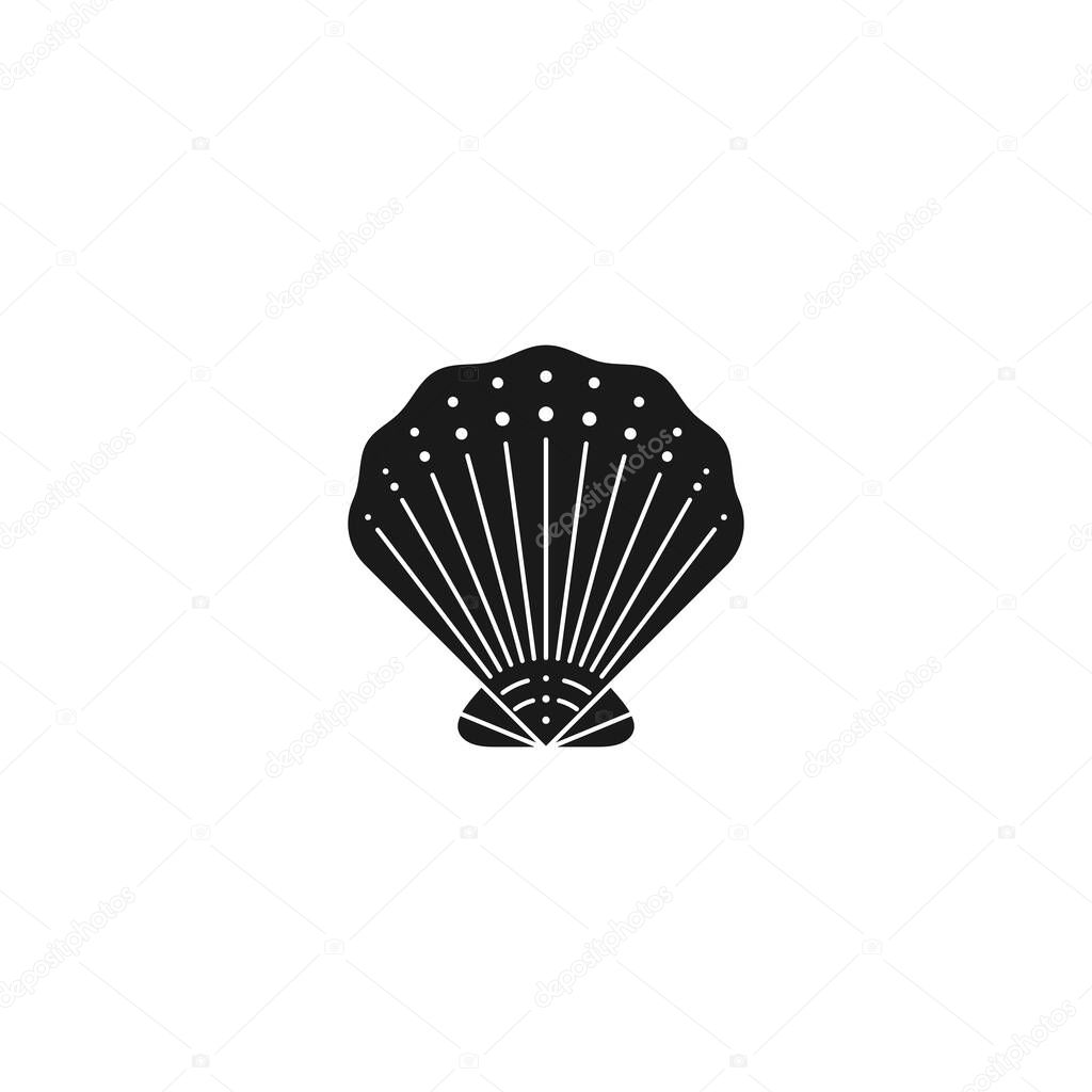 Seashell Silhouette in a Trendy Minimal Simple Style. Vector Illustration of a Oyster Shell for Logo, Website, T-Shirt Print, Tattoo, Social Media Post and Stories