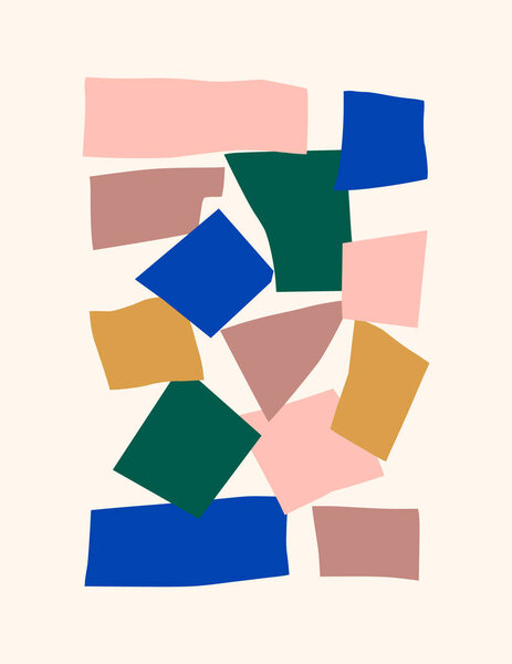 Abstract Collage from Geometric Shapes in a Trendy Contemporary style. Vector Illustration from Cut Pieces of Paper