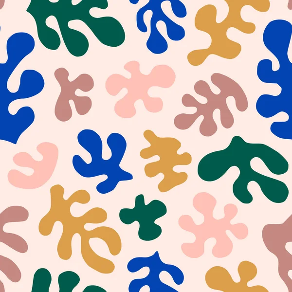 Matisse Inspired Abstract Art Seamless Mönster med organiska former i en trendig samtida stil. Vektorns bakgrund — Stock vektor