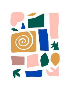 Abstract Collage from Paper Cut Geometric Shapes in a Trendy Contemporary style. Vector Illustration