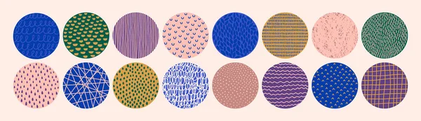 Набор разноцветных круговых текстур точек, точек, точек, линий. Векторные круговые слоны — стоковый вектор