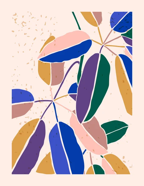 Art Abstract Monstera Leaves Collage im Minimal Trendy Style. Zimmerpflanzen-Silhouette in zeitgenössischer Schlichtheit — Stockvektor