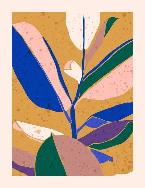 Tropische Ficus Blätter in einem minimalistischen trendigen Stil. Silhouette einer Pflanze im zeitgenössischen Stil. Vektorillustration — Stockvektor