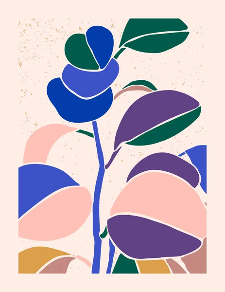 Art collage houseplant peperomia w minimalnym modnym stylu. Sylwetka roślin we współczesnym prostym abstrakcyjnym stylu — Wektor stockowy