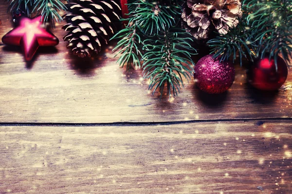 Vánoční ozdoby na dřevo — Stock fotografie