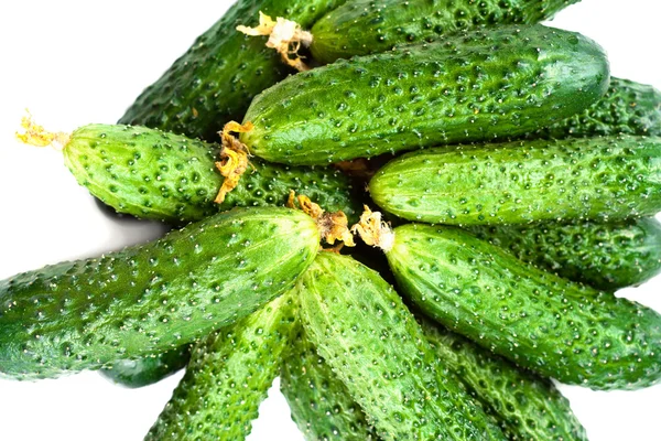Heap of Fresh Cucumber isolated over white background close up — Stok Foto