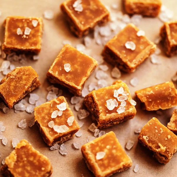 Salted caramel pieces — Stock Photo, Image