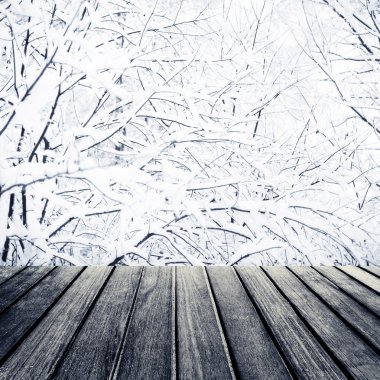 Noel ağacı dalları önünde tablo