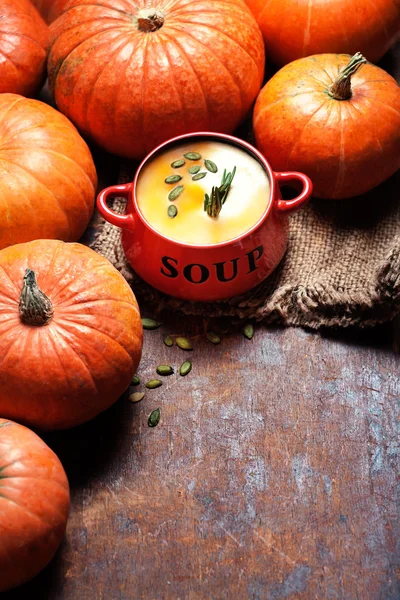 Bowl of pumpkin soup — Stock Photo, Image