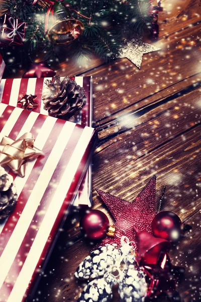 Christmas card with xmas decorations — Stock Photo, Image
