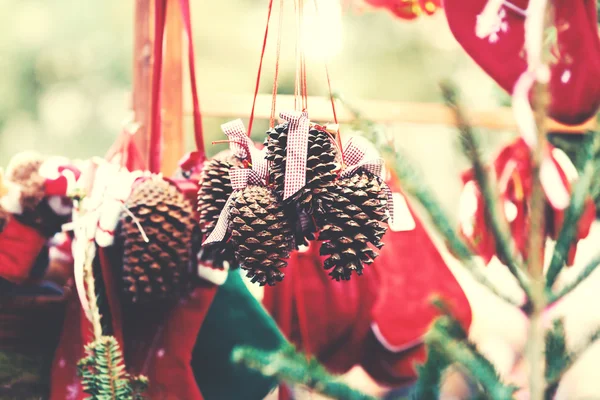 Christmas decorations on the market — Stock Photo, Image