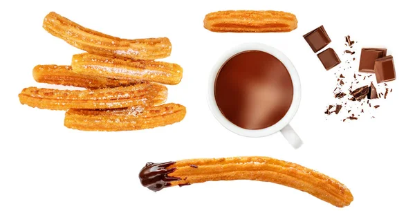 Churro Aislado Sobre Fondo Blanco Vista Superior Acostado Diseño Creativo — Foto de Stock