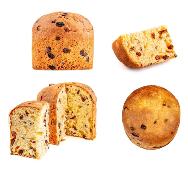 Colección Pasteles Navidad Aislada Sobre Fondo Blanco Panettone Pastel Frutas —  Fotos de Stock