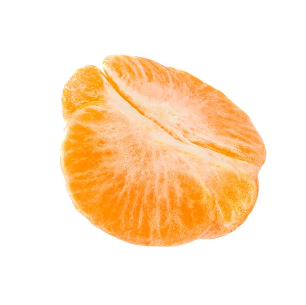 Tranche Mandarine Fraîche Isolée Sur Fond Blanc Segment Fruits Mûrs — Photo