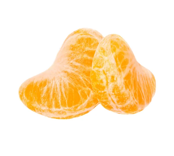 Frische Mandarine Zwei Scheiben Isoliert Auf Weißem Hintergrund — Stockfoto