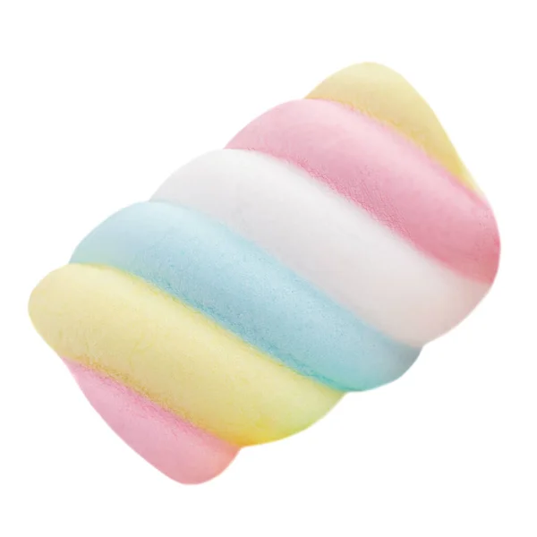 Marshmallow Snoep Geïsoleerd Witte Achtergrond Close Van Regenboog Gekleurde Marshmallow — Stockfoto