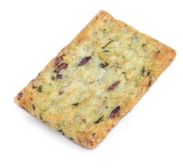Gesalzener Cracker Isoliert Auf Weißem Hintergrund Trockener Crushed Cracker Cookie — Stockfoto