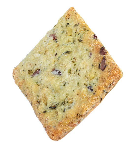 Zoute Cracker Geïsoleerd Witte Achtergrond Verpletterd Droog Cracker Koekje Met — Stockfoto