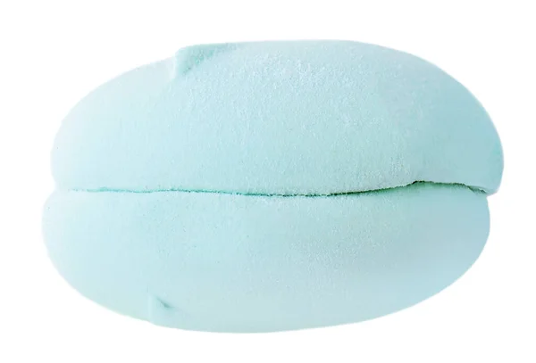 Marshmallow Cor Azul Fofo Isolado Fundo Branco Merengue Marshmallow Zephyr — Fotografia de Stock