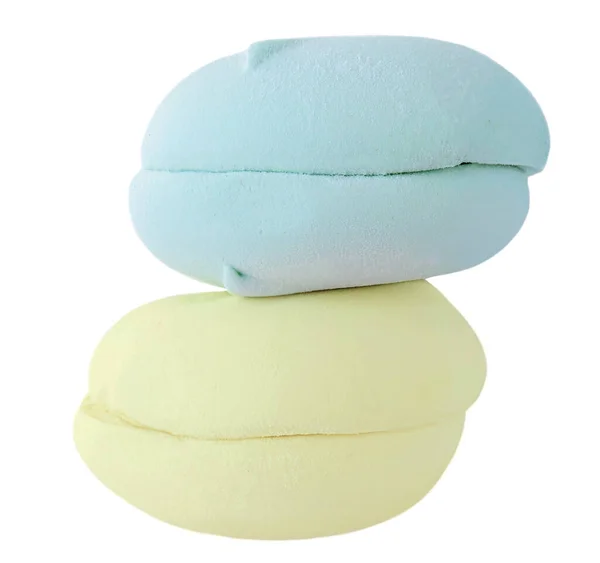 Guimauves Couleur Duveteuse Isolées Sur Fond Blanc Merengue Marshmallow Zephyr — Photo