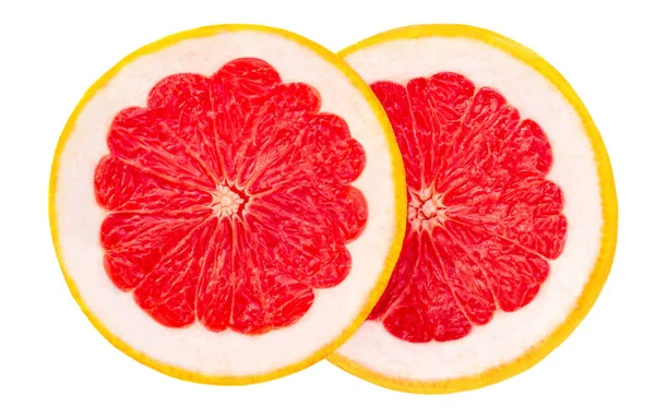 Grapefruit Circle Slices Isolated White Background Top View Summer Fruits — Stock Photo, Image