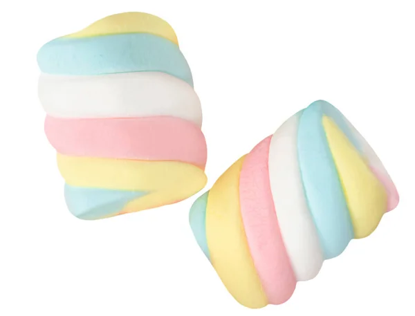 Fluffy Färgglada Marshmallows Godis Isolerad Vit Bakgrund Enorma Stora Marshmallow — Stockfoto