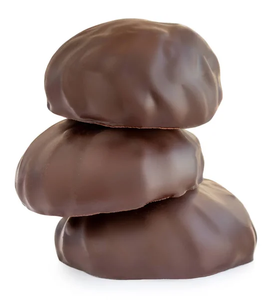 Malvavisco Chocolate Apilado Zepfir Aislado Sobre Fondo Blanco Primer Plano — Foto de Stock
