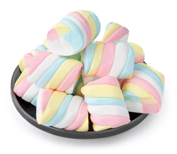 Große Und Verdrehte Marshmallow Bonbons Isoliert Über Weißem Hintergrund Weiches — Stockfoto
