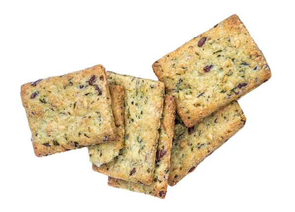 Galletas Secas Aisladas Sobre Fondo Blanco Galletas Galleta Con Hierbas —  Fotos de Stock