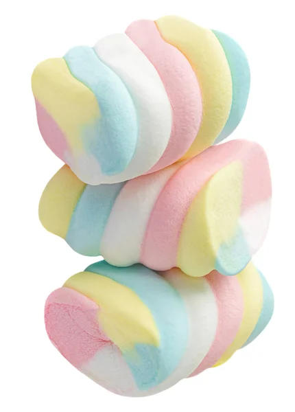 Marshmallow Doces Branco Amarelo Rosa Isolado Fundo Branco Marshmallo Enorme — Fotografia de Stock