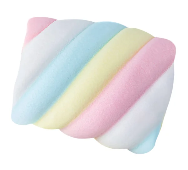 Grote Gedraaide Marshmallow Snoep Geïsoleerd Witte Achtergrond Zacht Pastelkleurig Zephyr — Stockfoto