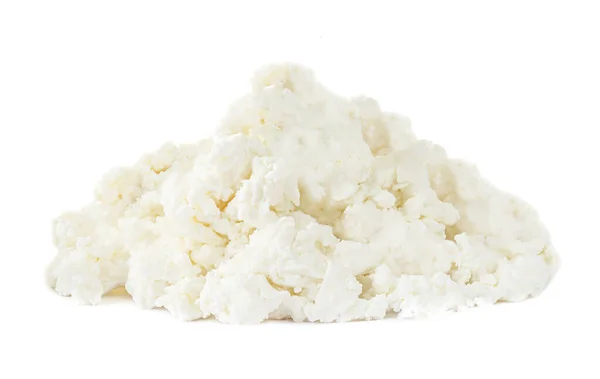 Bavlněný Sýr Izolované Bílém Pozadí Detailní Denní Produkty Vysokým Obsahem Stock Snímky