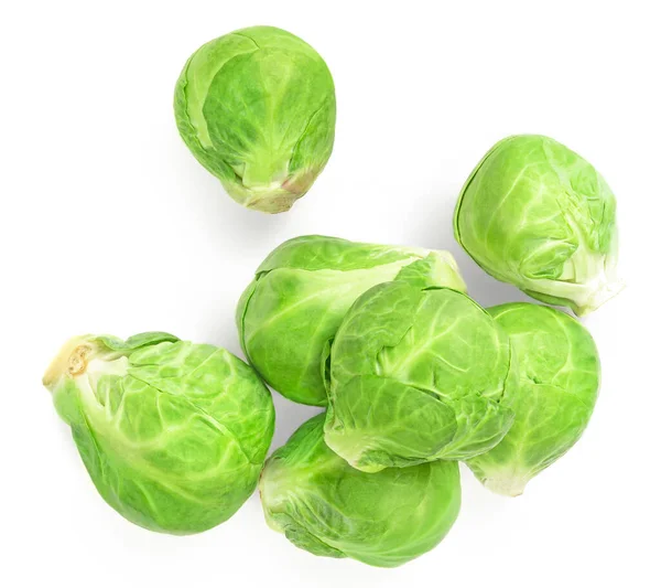 Heap Brussel Sprouts Isolated White Background Fresh Raw Stock Photo
