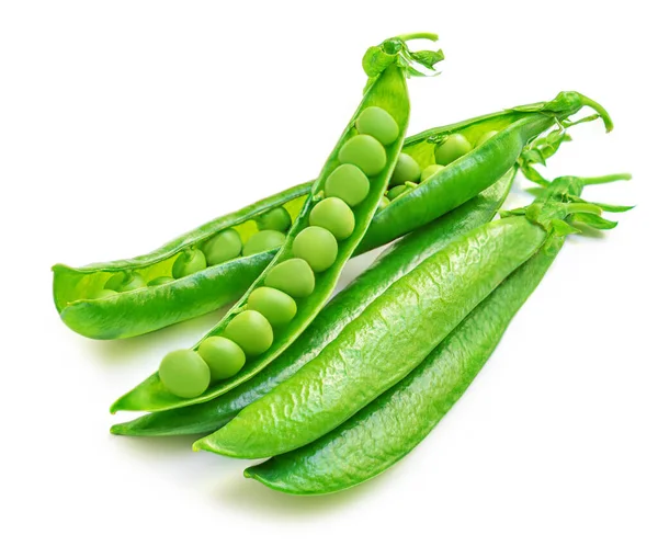 Guisantes Verdes Guisantes Frescos Pisum Sativum Aislados Sobre Fondo Blanco —  Fotos de Stock