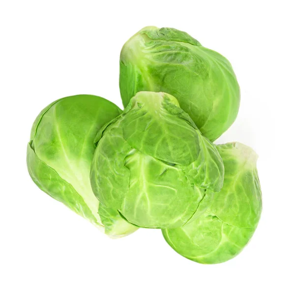 Brusselse Sprouts Geïsoleerd Witte Achtergrond Verse Rauwe Brussels Kool Top — Stockfoto