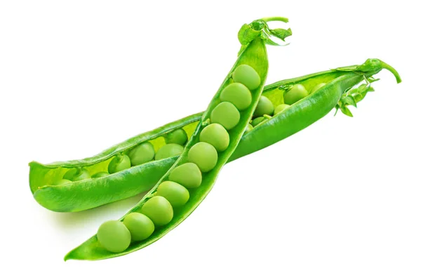 Guisantes Verdes Guisantes Frescos Pisum Sativum Aislados Sobre Fondo Blanco —  Fotos de Stock