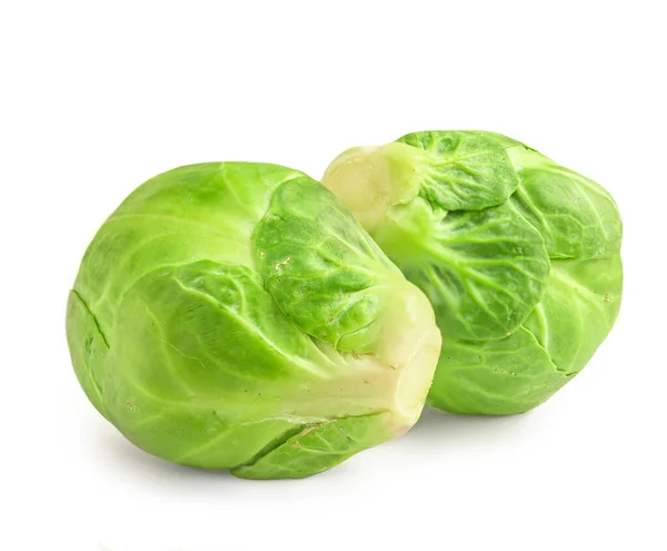 Brusselse Sprouts Geïsoleerd Witte Achtergrond Verse Rauwe Brussels Kool Top — Stockfoto