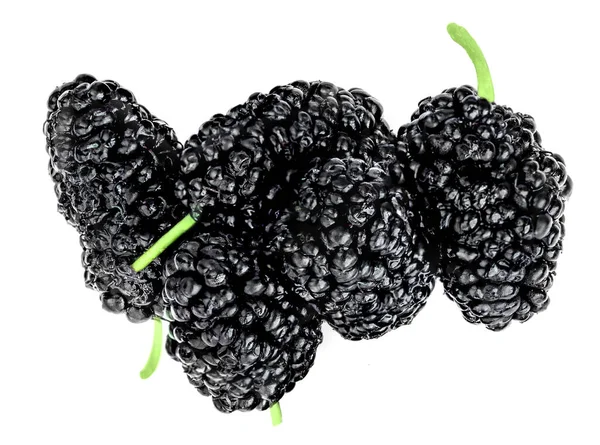 Fresh Blackberries Isolated White Background Black Berry Top View Flat — Stock Photo, Image