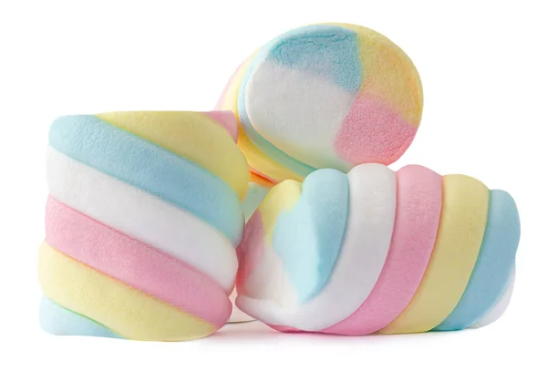 Fluffy Colorful Caramelle Marshmallows Isolato Sfondo Bianco Macro Imag Marshmallow Fotografia Stock