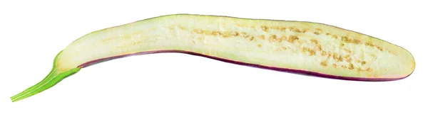 Auberginen Lange Scheibe Isoliert Auf Weißem Hintergrund — Stockfoto