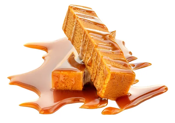 Caramel Candies Caramel Sweet Sauce Isolated White Background Close — Stock Photo, Image