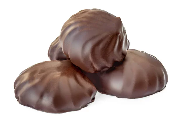 Malvaviscos Chocolate Aislados Sobre Fondo Blanco Merengue Malvavisco Zephyr Caramelo — Foto de Stock