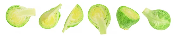 Brussel Sprout Aislado Sobre Fondo Blanco Brotes Col Verde Cruda — Foto de Stock