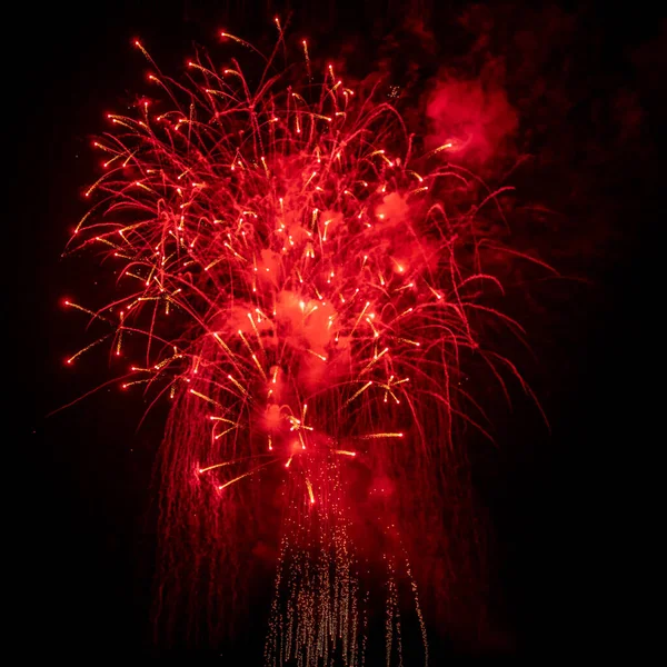 Fuochi Artificio Accendono Capodanno Astratto Sfondo Festivo Con Fuochi Artificio — Foto Stock